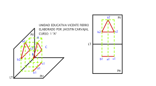 PROYECTAR UN TRIANGULO EQUILATERO AL PLANO HORIZONTAL Y VERTICAL