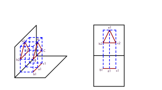 PROYECTAR UN TRIANGULO EQUILATERO AL PLANO VERTICAL Y HORIZONTALCOTA25ALEJAMIENTO25 