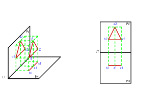 PROYECTAR UN TRIANGULO EQUILATERO AL PLANO HORIZONTAL Y VERTICAL