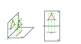 PROYECTAR UN TRIANGULO EQUILATERO AL PLANO HORIZONTAL Y VERTICAL 