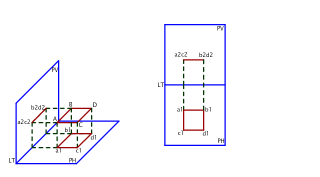 PROYECTAR UN CUADRADO DE 20 mm PARALELO PLANO HORIZONTAL PH Y PV 