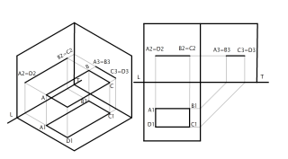 Proyeccion ortogonal sobre tres planos, y Proyeccion ortogonal sobre tres planos rebatidos