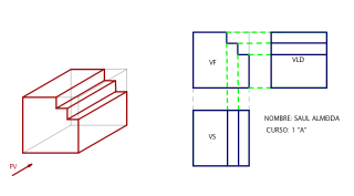 DETERMINAR LAS TRES VISTAS PRINCIPALESDEL SOLIDO DEL ENUNCIADO 