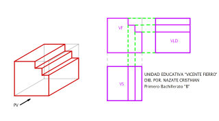 DETERMINAR LAS TRES VISTAS PRINCIPALESDEL SOLIDO DEL ENUNCIADO