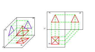 PROYECTAR UNA PIRAMIDE DE BASE CUADRADA A LOS TRES PLANOS 