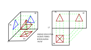PROYECTAR UNA PIRAMIDE DE BASE CUADRADA A LOS TRES PLANOS 