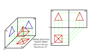 PROYECTAR UNA PIRAMIDE DE BASE CUADRADA A LOS TRES PLANOSLADO DE LA BASE 25mmALTURA DE LA PIRAMIDE 25mm