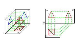 PROYECTAR UNA PIRAMIDE DE BASE CUADRADA  A LOS TRES PLANOS