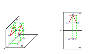 PROYECTAR  UN  TRIANGULO  EQUILATERO  AL PLANO  HORIZONTAL  Y  VERTICAL