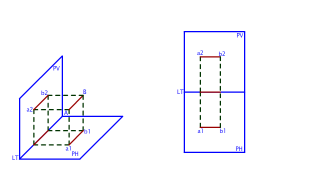 PROYECTAR UNA LINEA HORIZONTAL DE 20 mm. PARALELAAL PLANO VERTICALY PARALELA ALPLANO HORIZONTAL