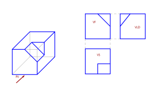 Desarrollar las vistas principales del  solido siguiente