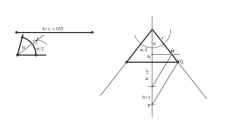 Triángulo isósceles dada la suma de la altura y un lado igual así como el ángulo opuesto