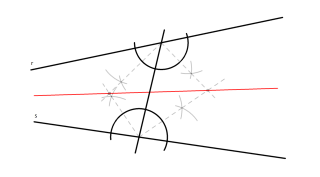Bisectriz a rectas que se cortan fuera de los límites del dibujo