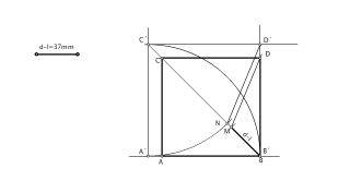 Cuadrado dada la diferencia de la diagonal y el lado