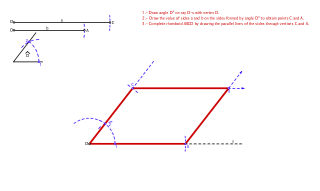 36.- Draw a rhomboid known two sides and the angle they form