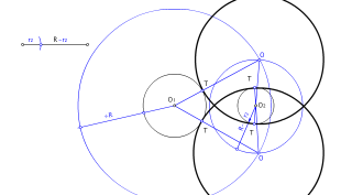 Circunferencias tangentes interiores a circunferencia y exteriores a otra.