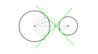 Rectes tangents interiors a dos circumferències per Homotècia