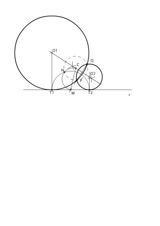 Circunferencias tgs a una recta y que pasen por dos puntos