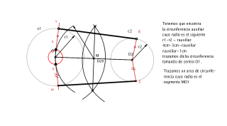 trazado de dos rectas tangentes a dos circunferencias