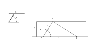 Triángulo rectangulo conocida su altura y ángulo adyacente a la hipotenusa