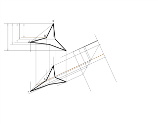 Dièdric: determinar la projecció horitzontal i la vertadera magnitud d'una figura.