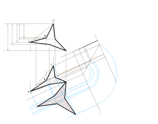 Dièdric: determinar la projecció horitzontal i la vertadera magnitud d'una figura.