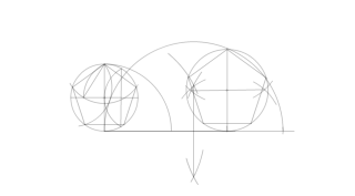 1. Dibuja un pentágono regular que tiene por área el doble de otro que está inscrito en una circunferencia de 30mm.