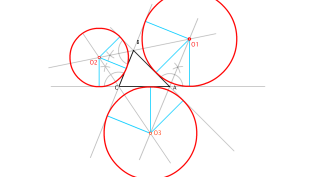 Circunferencias exinscritas a un triángulo.