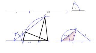Triángulo conocido un lado, el ángulo opuesto y la suma de los otros dos lados