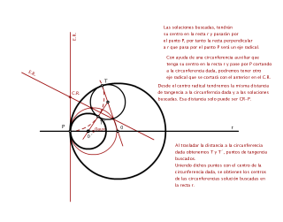 Circunferencias tangentes a recta y circunferencia pasando por un punto de la recta