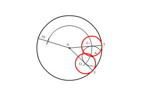 Circunferencias tangentes interiores a otra que pasan por A