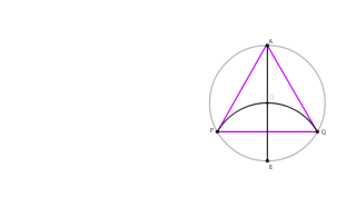 Construcción triángulo equilátero inscrito en circunferencia dada con centro O.