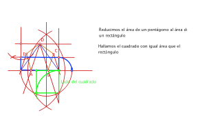 DDibujar un cuadrado equivalente a un pentágono regular de 25 mm de lado .