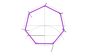 heptágono dado el radio