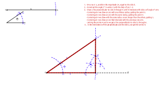 03.-Construction of rectangle triangle known one leg and the adjacent angle
