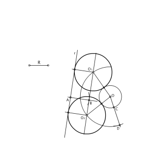 Circunferencias tangentes a otra y a una recta dado el radio.