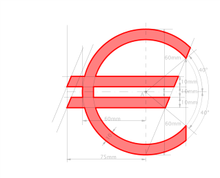 Trazado símbolo euro.
