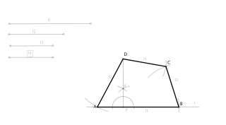 Trapezoide dados los cuatros lados y la distancia del mayor a un vértice