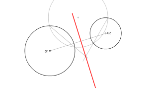 Hallar el eje radical de dos circunferencias que no se cortan
