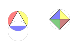 Triángulo y cuadrado inscritos
