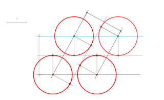 Circunferencias tagentes a dos rectas que se cortan. Se conoce el radio