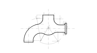 Trazado de un grifo formado por aros de circunferencias.