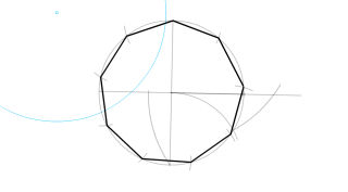 Eneágono dado al radio