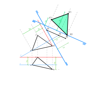 Hallar la verdadera magnitud del triángulo ABC