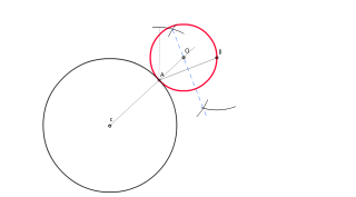 circunf, tanbgente a otra pasando por dos puntos