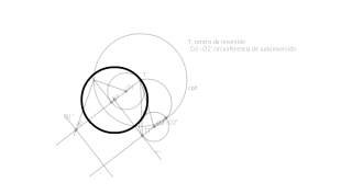 Circunferencia tangente a dos dadas conocido un punto de tangencia