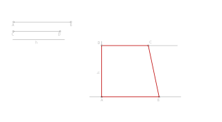 Trapezi rectangle donades les bases i l'alçada.