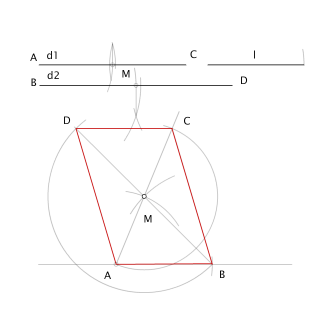 Romboide dadas diagonales y lado
