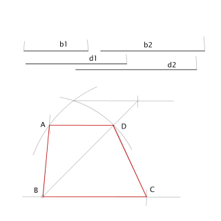 Trapecio dadas diagonales y bases