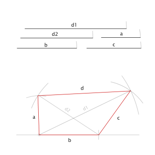 Trapezoide dadas diagonales y 3 lados